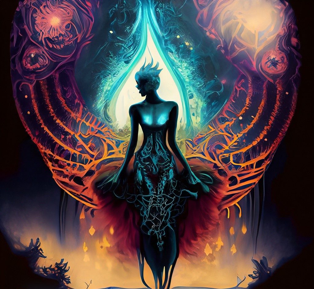 nanagsmith, nanna smith, lotus yoga art, yoga, thoughts, poetry, Firefly Hauntingly beautiful ex,ressionist image for energy healing